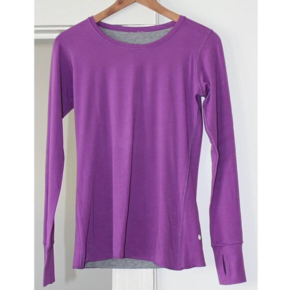 Lululemon - Cabin Long Sleeve Tee, Reversible - Heathered Plum, Grey - 6 or Sml - Picture 1 of 5